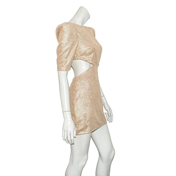 Camila Coelho Bailey Mini Dress Metallic Beige Cut-out Size XS - Picture 6 of 11